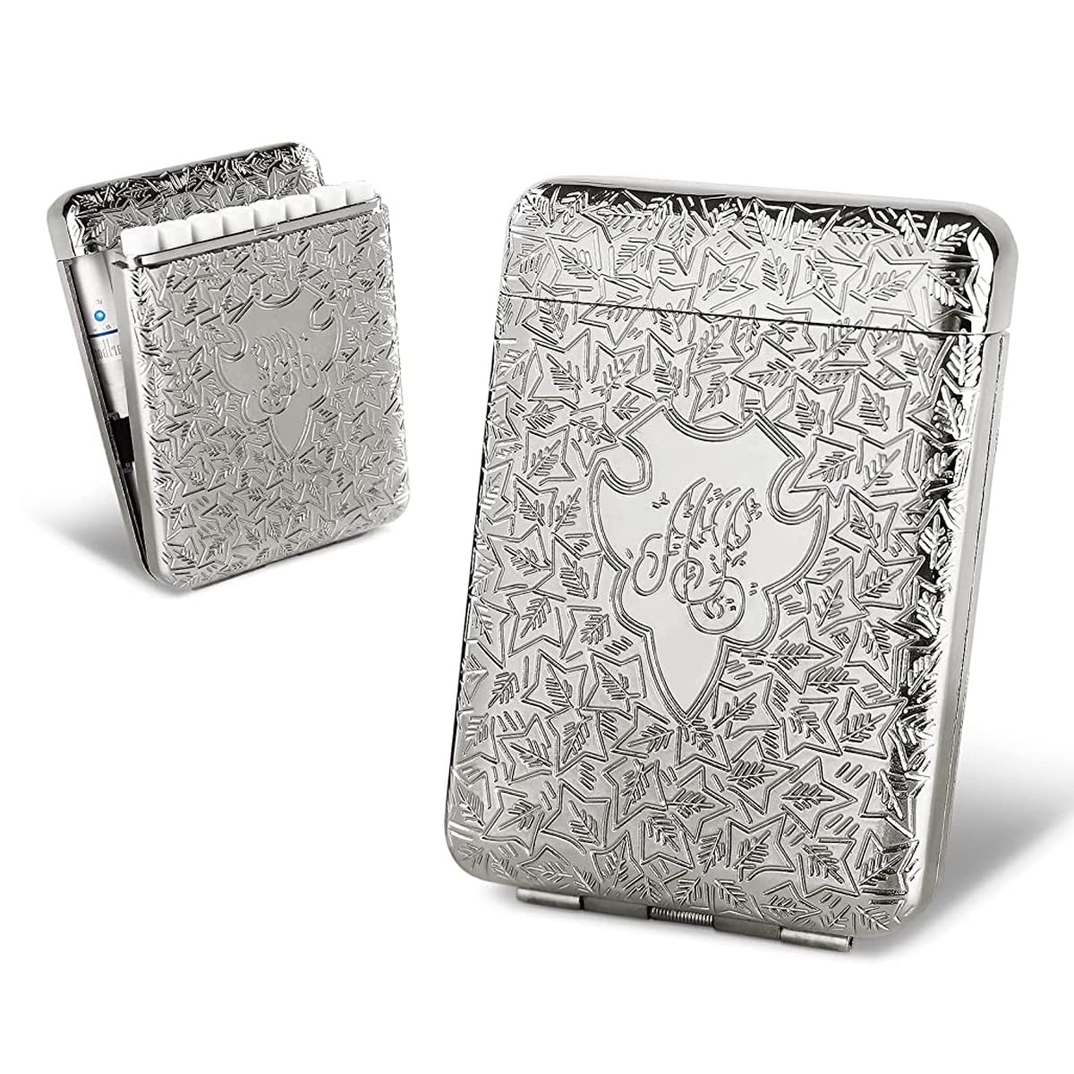 ELEPHANTBOAT Silver Metal Cigarette Case Box for 16pcs,84mm King Size Cigarettes with Moisture-Proof and Scratch Proof,Unique Birthday Christmas Gifts for Women & Men ELEPHANTBOAT Silver Metal Cigarette Case Box for 16pcs,84mm King Size Cigarettes with Moisture-Proof and Scratch Proof,Unique Birthday Christmas Gifts for Women & Men